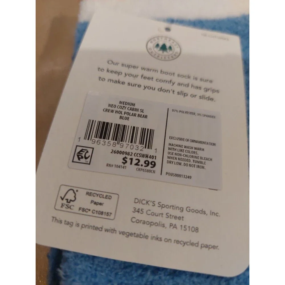 Northeast Outfitters Cozy Cabin Women's Size 5 10 Festive Socks Blue Polar Bear